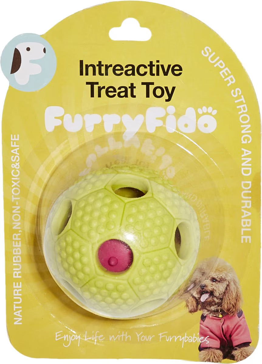 FurryFido Interactive Treat Dispensing Soccer Ball Dog Chew Toy