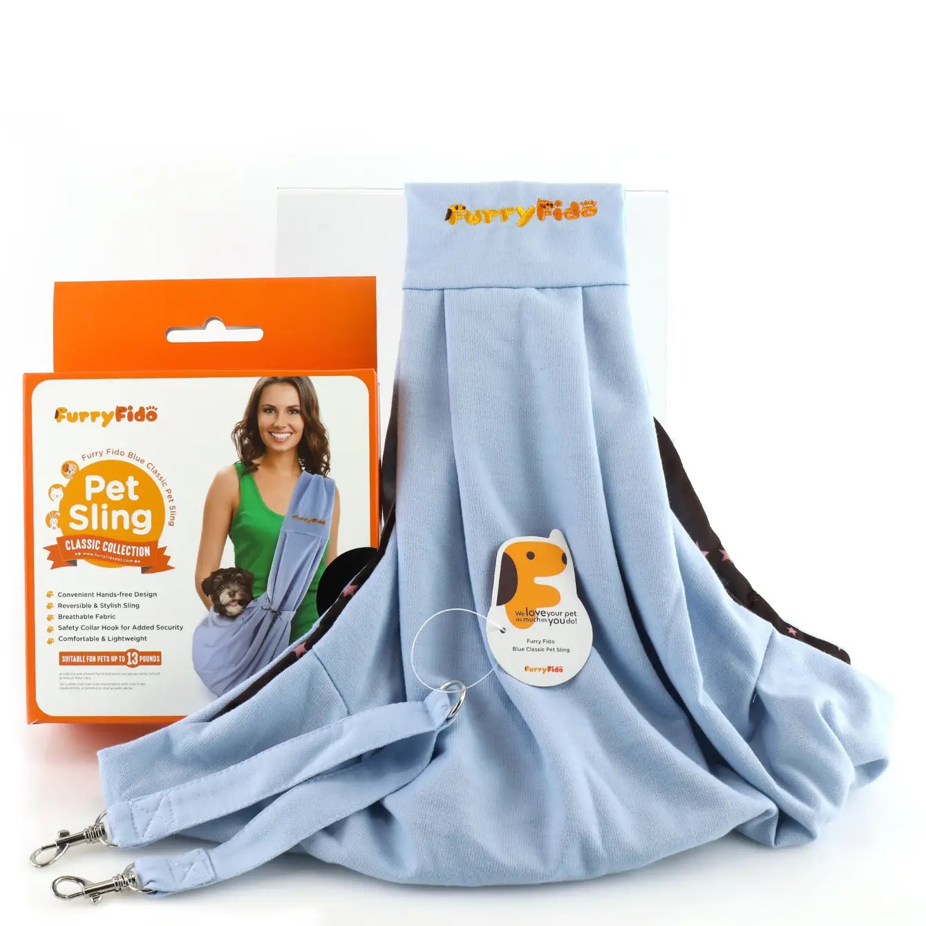 Furry Fido Classic Pet Sling - Blue Reversible Slings