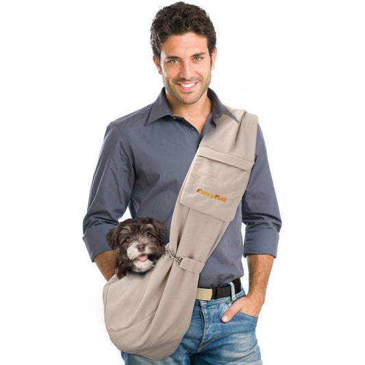 Furry Fido Adjustable Pocket Pet Sling - Khaki