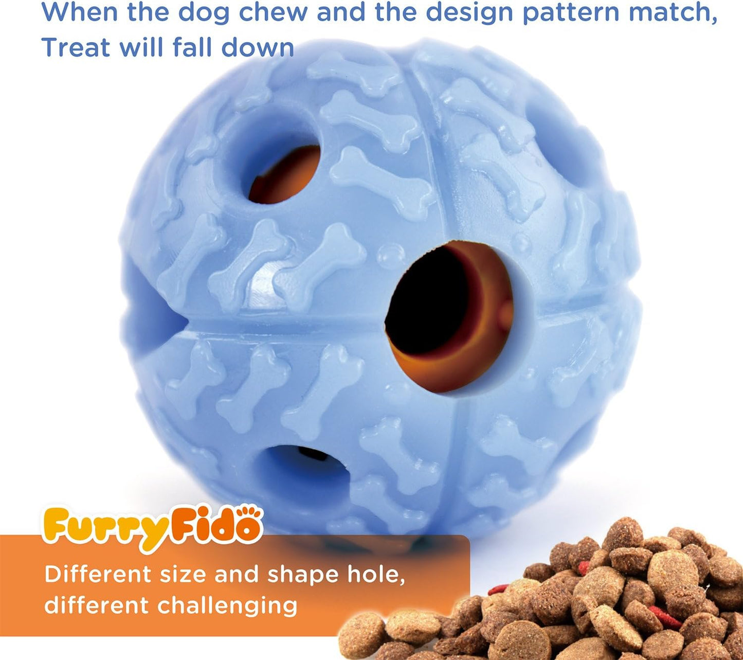 FURRY FIDO Interactive Dog Ball by FurryFido, Dog Toys Ball and Treat Dispensing for Dogs