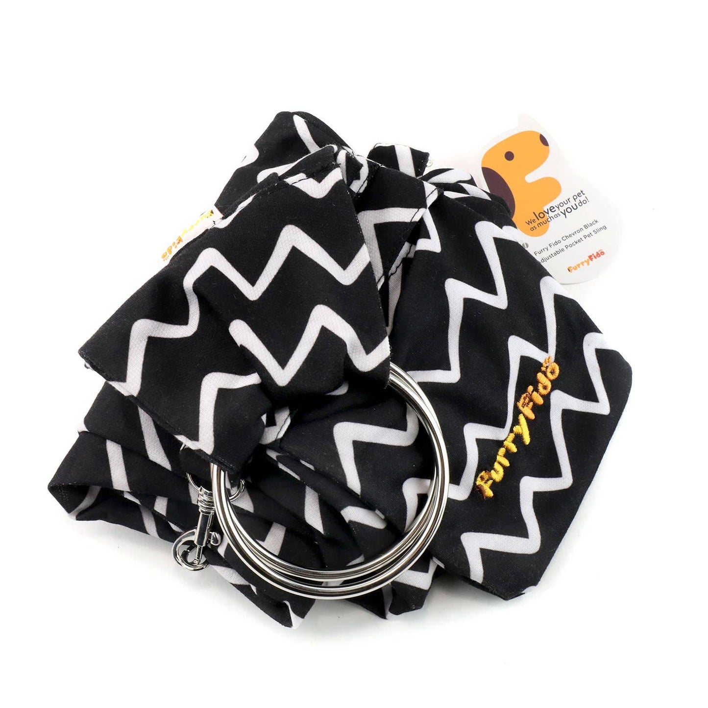 Furry Fido Adjustable Pocket Pet Sling - Chevron Black