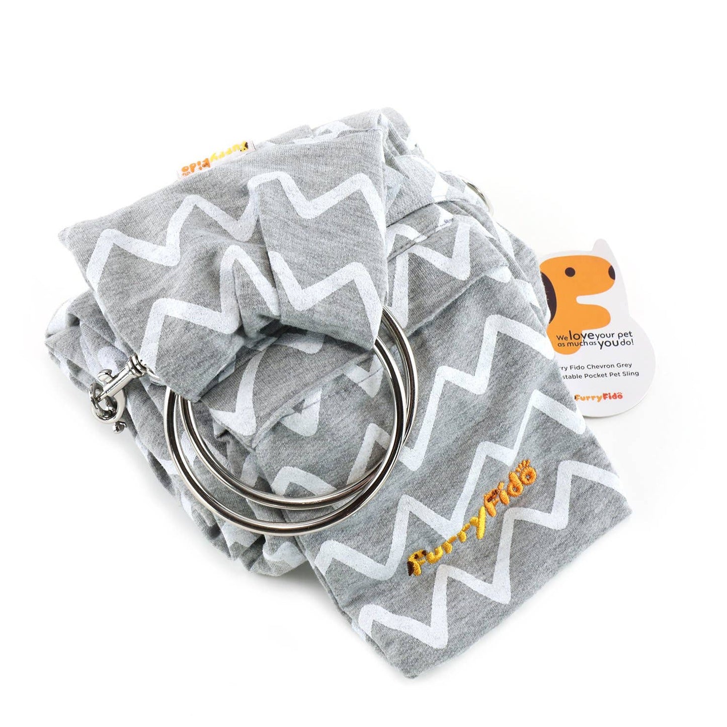 Furry Fido Adjustable Pocket Pet Sling - Chevron Grey