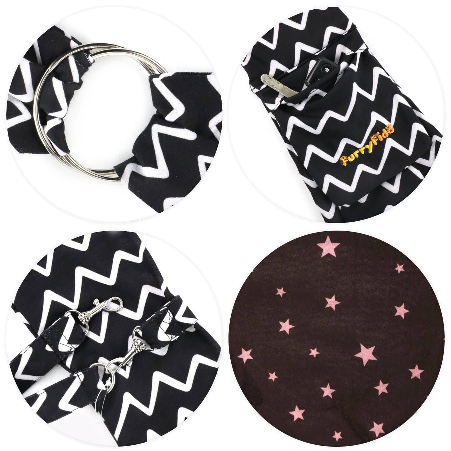 Furry Fido Adjustable Pocket Pet Sling - Chevron Black